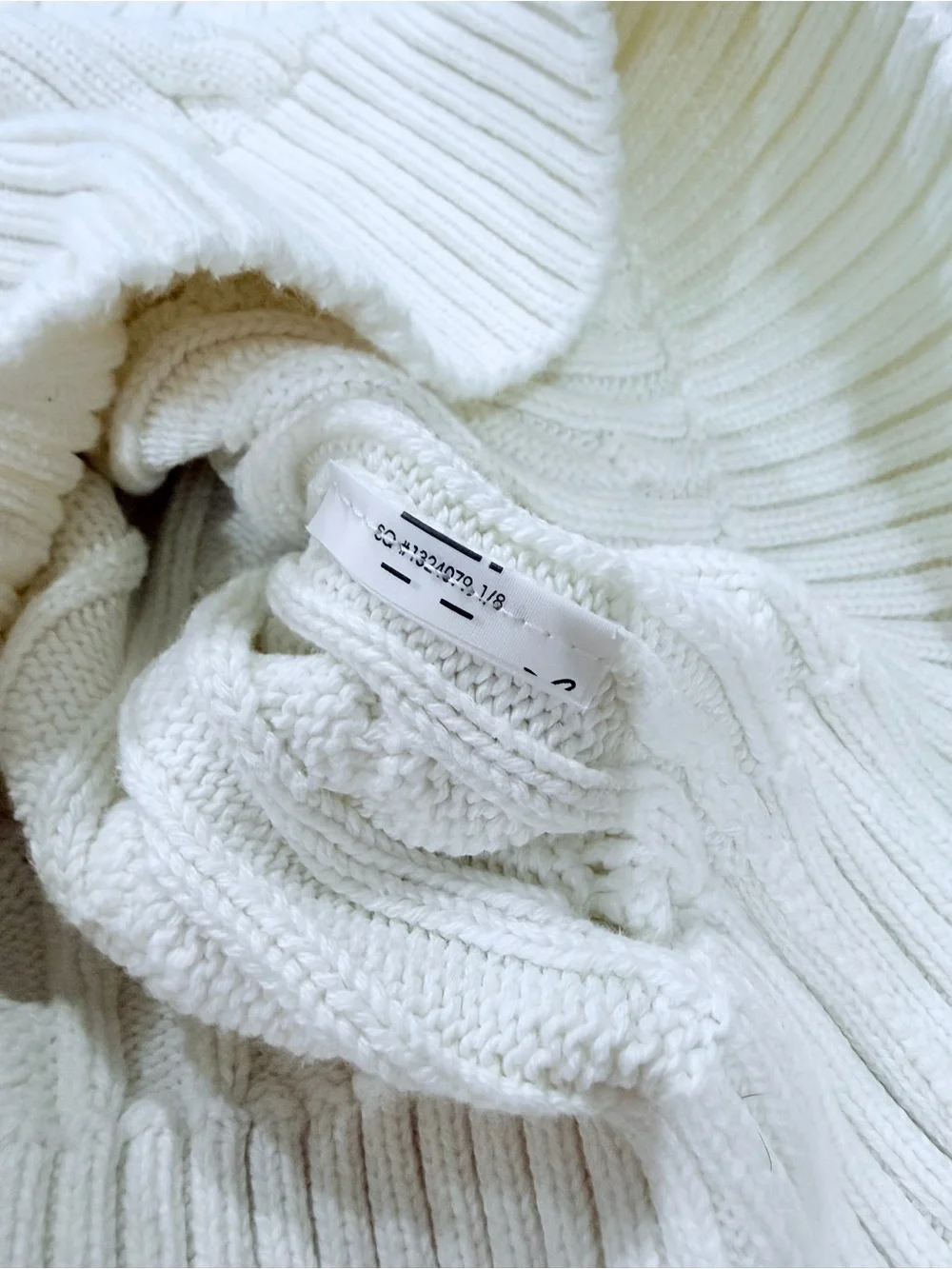 Ralph Lauren Girls' Cream Cable Crewneck Sweater with Navy Pony - Picture 6 of 8